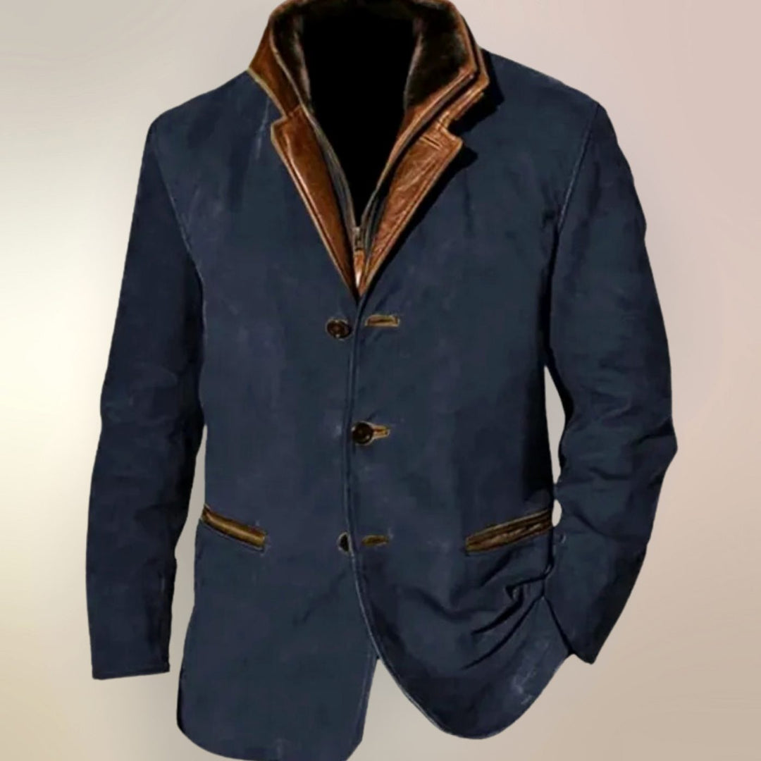 Men's Vintage Suede Single-Breasted Blazer Jacket