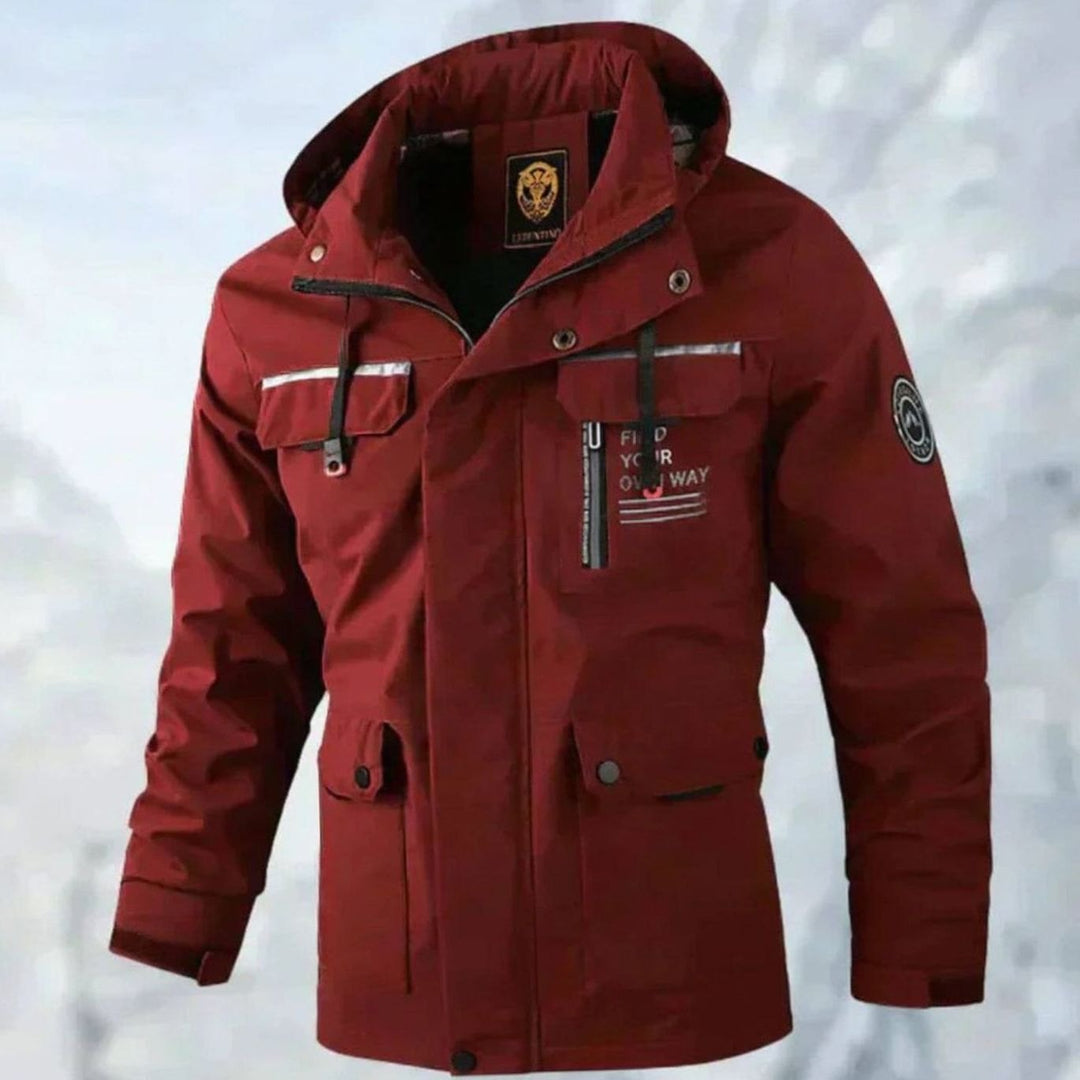 Men's Waterproof Windproof Hooded Outdoor Winter Jacket - Red