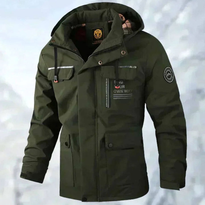 Men's Waterproof Windproof Hooded Outdoor Winter Jacket - Green