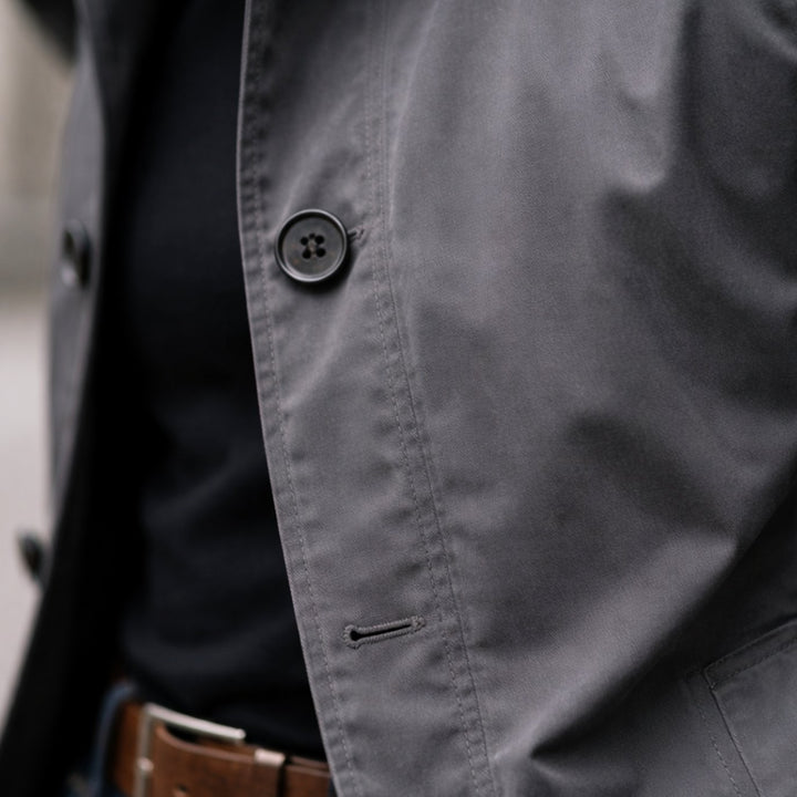Men's Weather-Resistant Relaxed-Fit Button-Up Overcoat