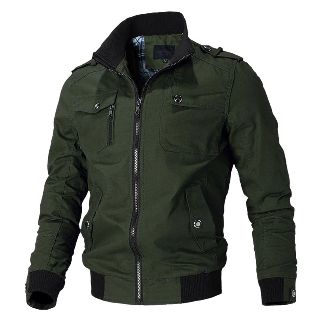 Men's Windproof Multi-Pocket Military Bomber Jacket - Green