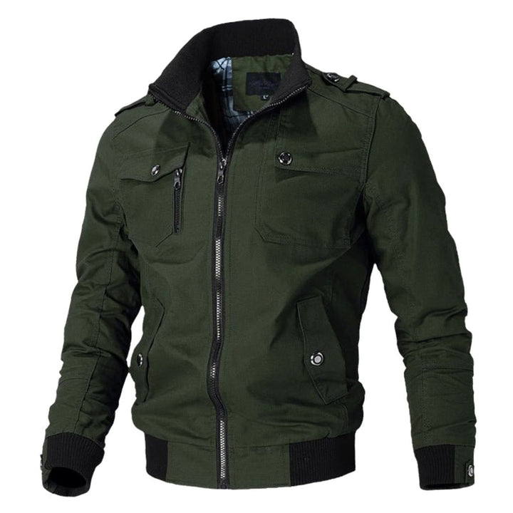 Men's Windproof Multi-Pocket Military Bomber Jacket - Green