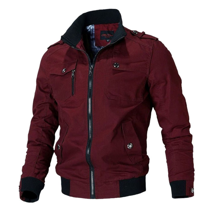 Men's Windproof Multi-Pocket Military Bomber Jacket - Red