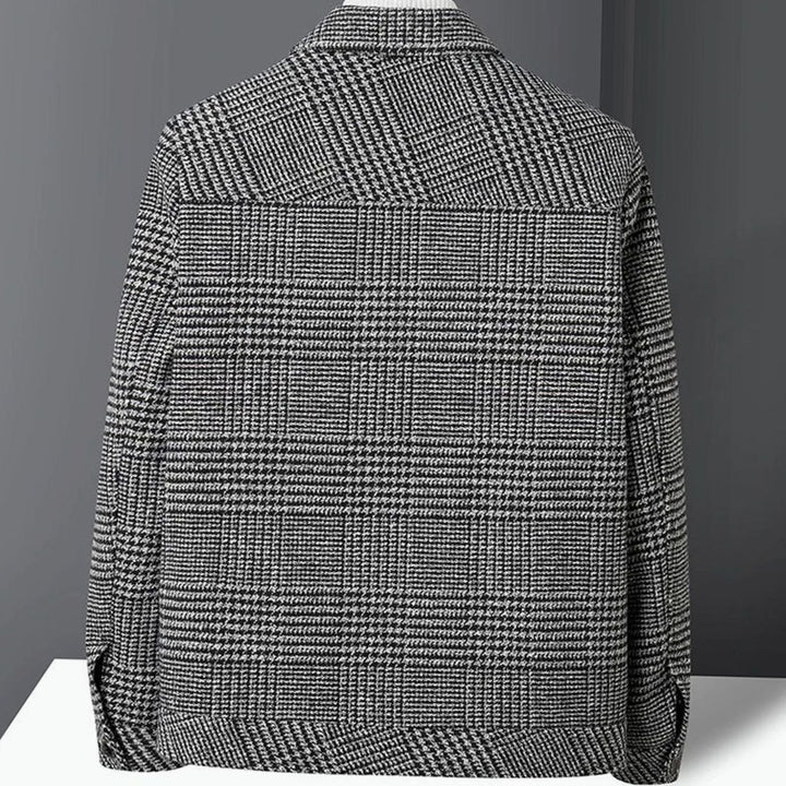 Men's Wool-Blend Check Structured Button-Up Jacket