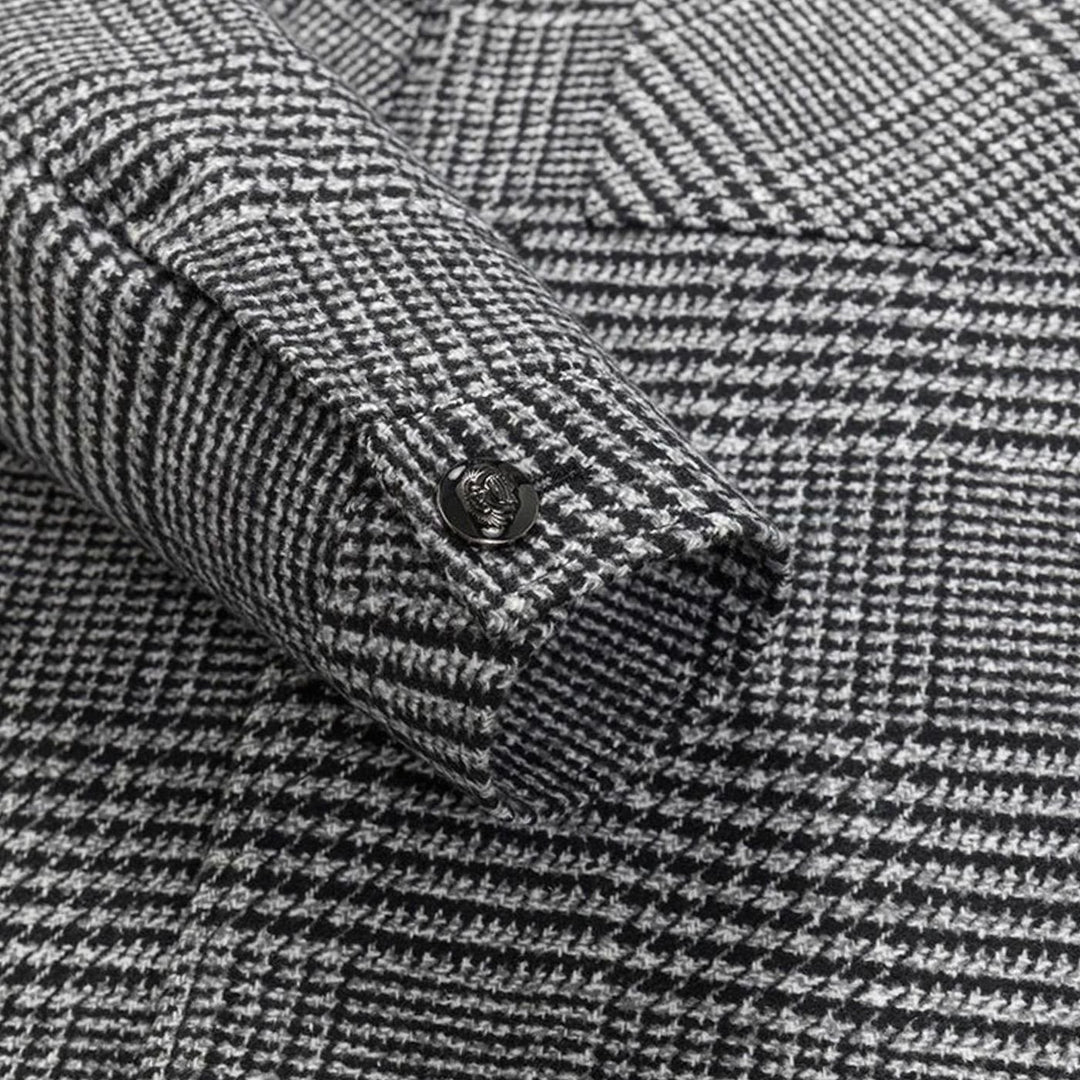 Men's Wool-Blend Check Structured Button-Up Jacket