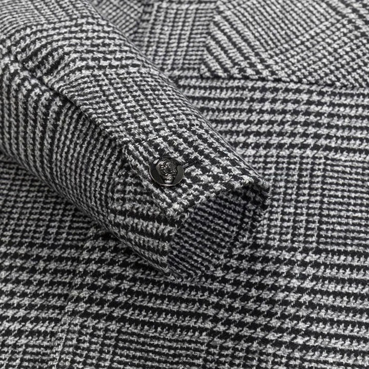 Men's Wool-Blend Check Structured Button-Up Jacket