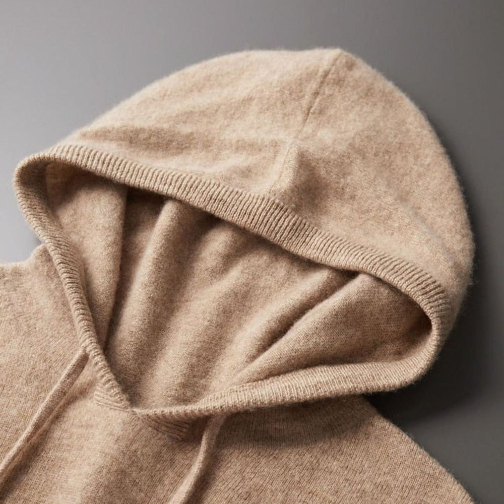 Men's Wool Drawstring Hooded Pullover Jumper