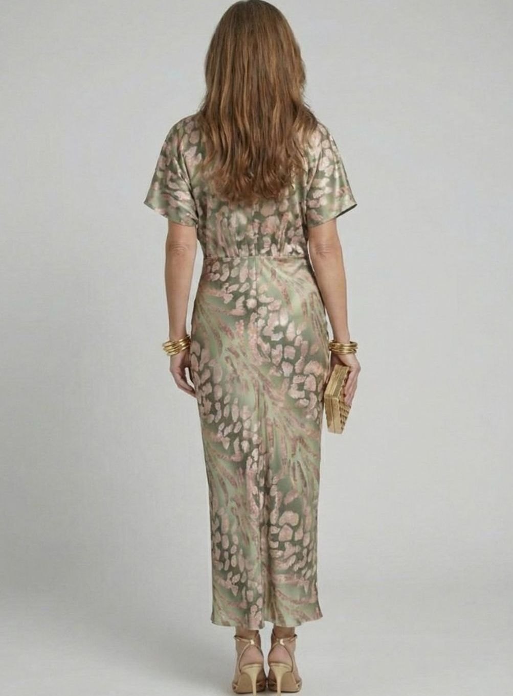 Women's Abstract Print V-Neck Twist-Waist Midi Dress