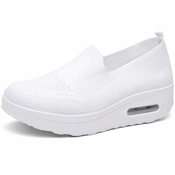 Women's Air-Cushion Slip-On Knit Platform Trainers - White
