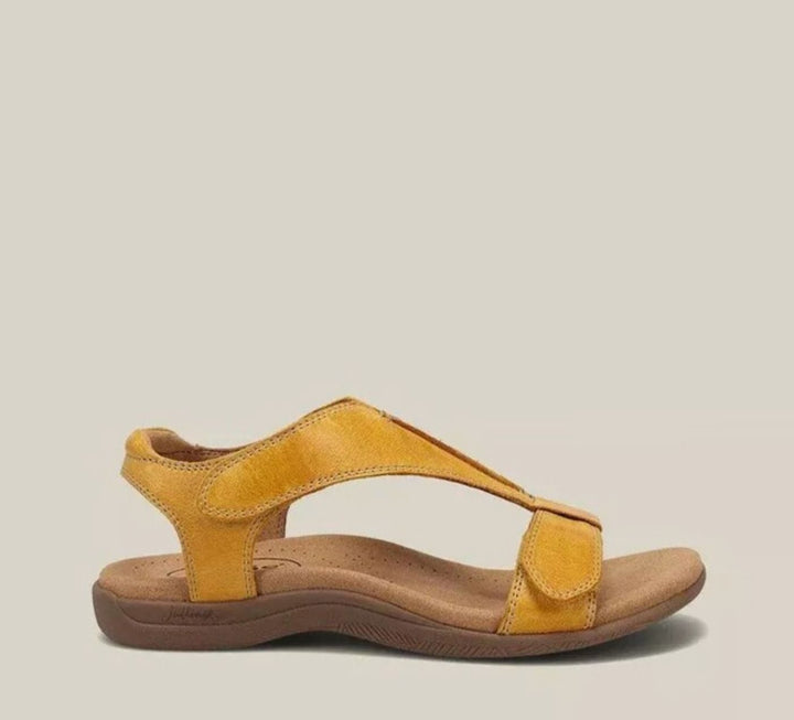 Women's Arch-Support Open-Toe Leather Flat Sandals