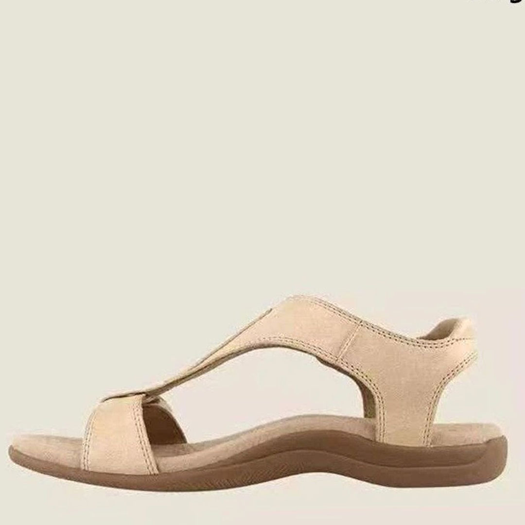 Women's Arch-Support Open-Toe Leather Flat Sandals
