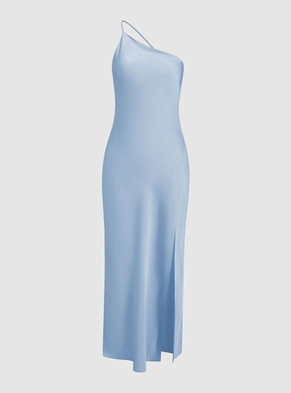 Women's Backless Satin Slip Midi Dress Open Back Side Slit