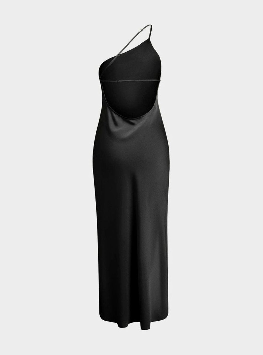 Women's Backless Satin Slip Midi Dress Open Back Side Slit