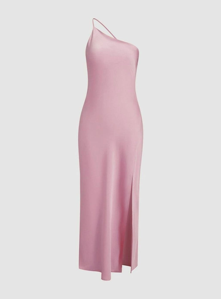 Women's Backless Satin Slip Open-Back Midi Party Dress
