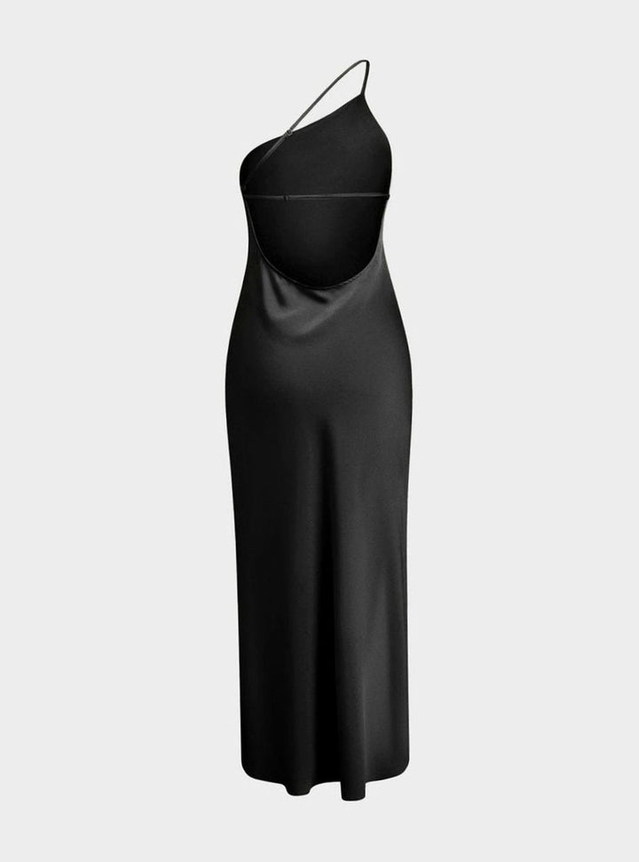 Women's Backless Satin Slip Open-Back Midi Party Dress