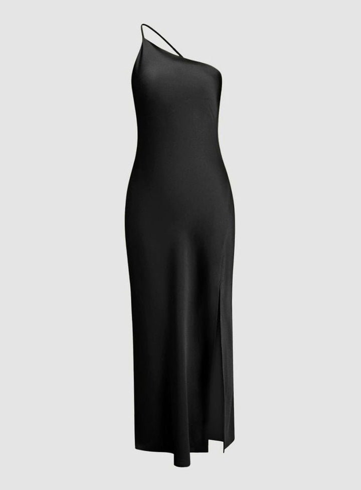 Women's Backless Satin Slip Open-Back Midi Party Dress