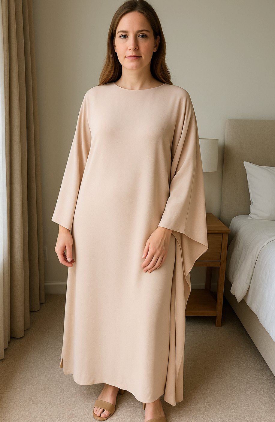 Women's Batwing Sleeve Round-Neck Maxi Dress