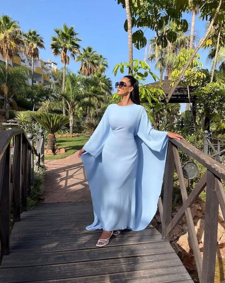Women's Batwing Sleeve Round-Neck Maxi Dress