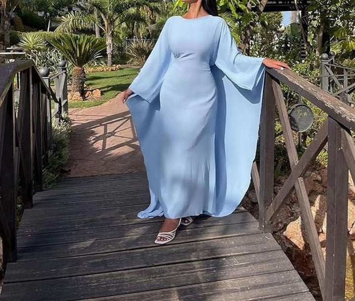 Women's Batwing Sleeve Round-Neck Maxi Dress
