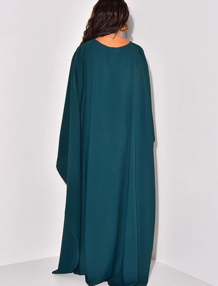 Women's Batwing Sleeve Round-Neck Maxi Dress
