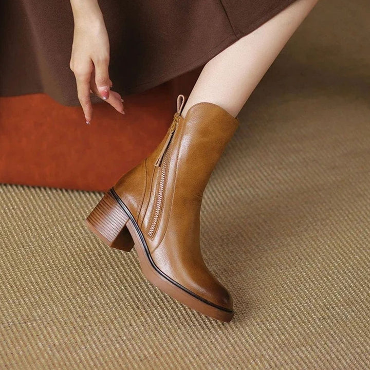 Women's Black Block-Heel Side-Zip Ankle Boots