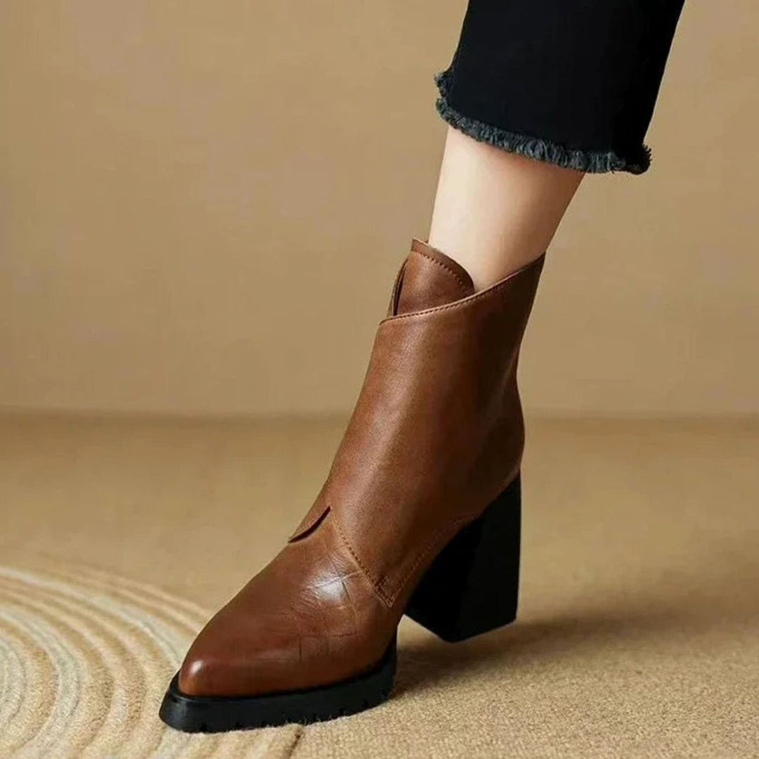 Women's Black Chelsea Boots Block Heel Metal-Buckle Ankle Boots