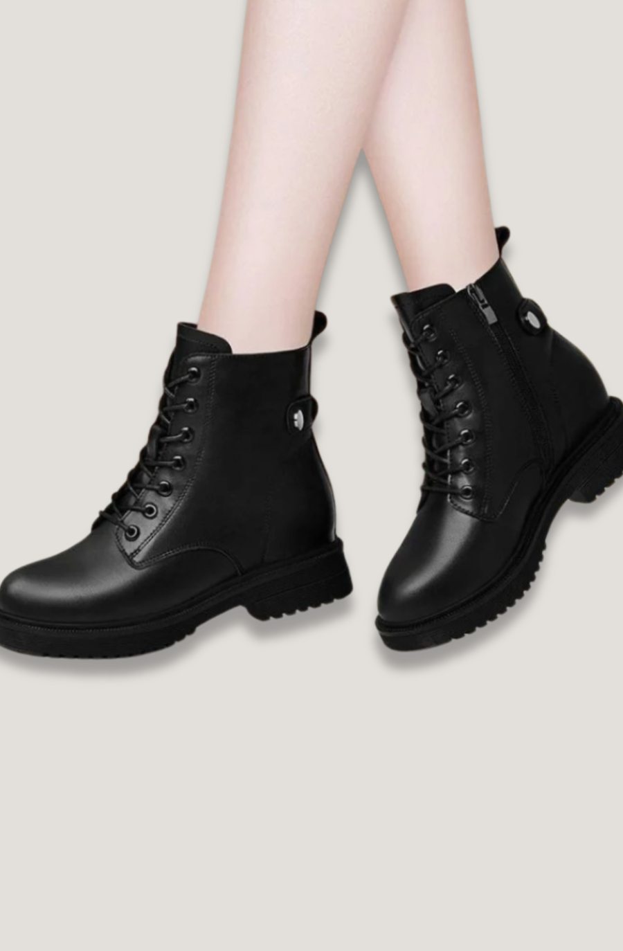 Women's Black Lace-Up Side-Zip Fashion Ankle Boots
