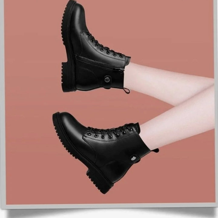 Women's Black Lace-Up Side-Zip Fashion Ankle Boots