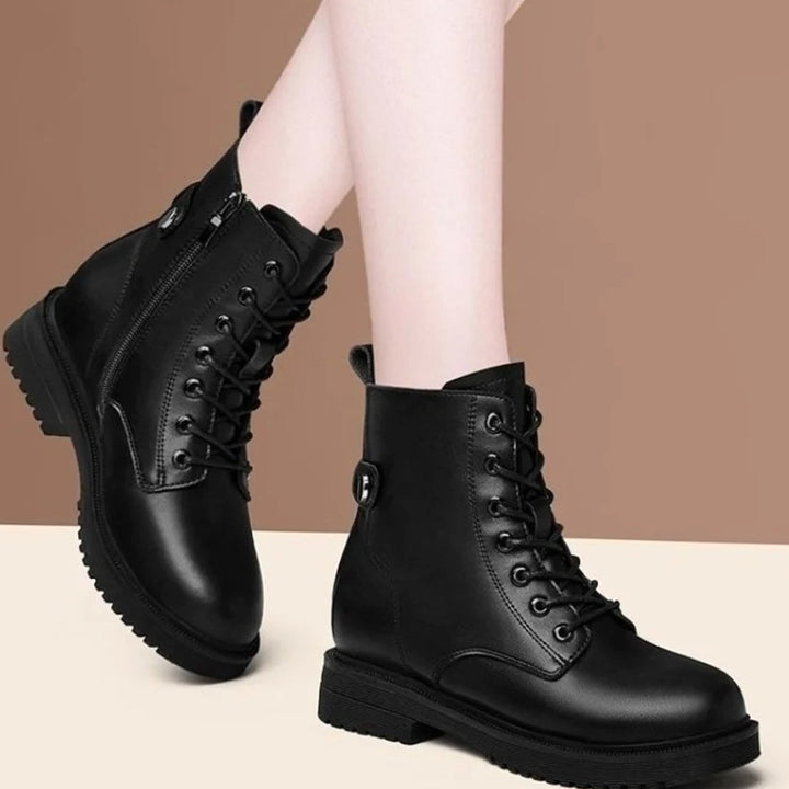 Women's Black Lace-Up Side-Zip Fashion Ankle Boots