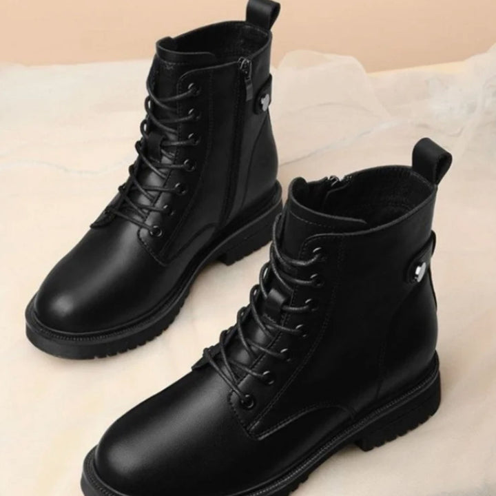 Women's Black Lace-Up Side-Zip Fashion Ankle Boots