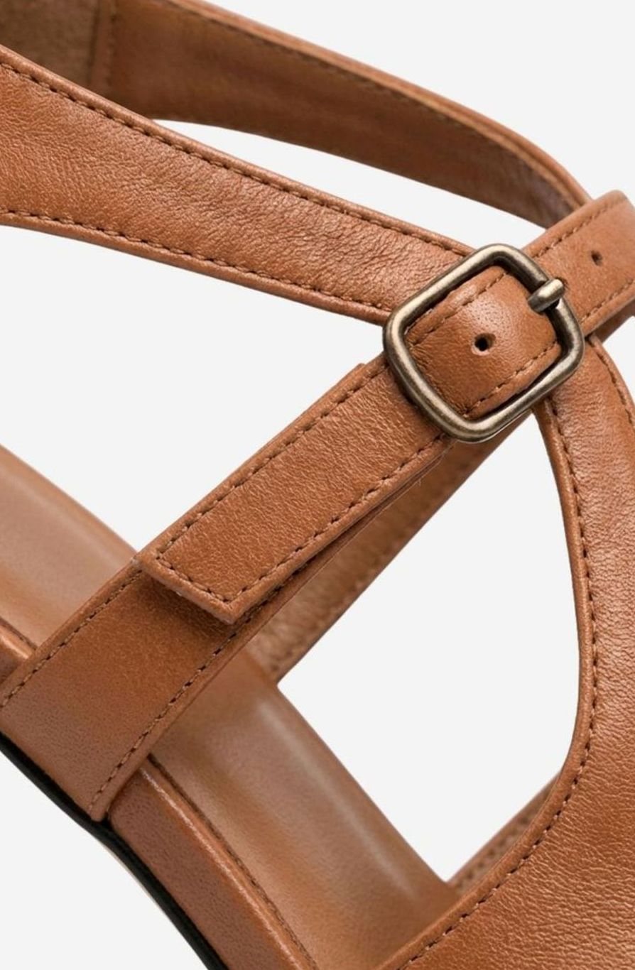 Women's Block-Heel Leather Crossover Strap Pumps