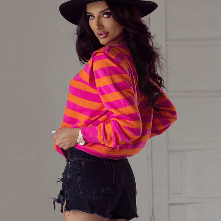 Women's Bold Striped Relaxed-Fit Crew-Neck Knit Jumper