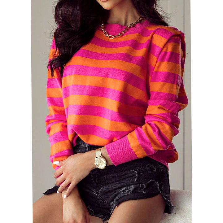 Women's Bold Striped Relaxed-Fit Crew-Neck Knit Jumper