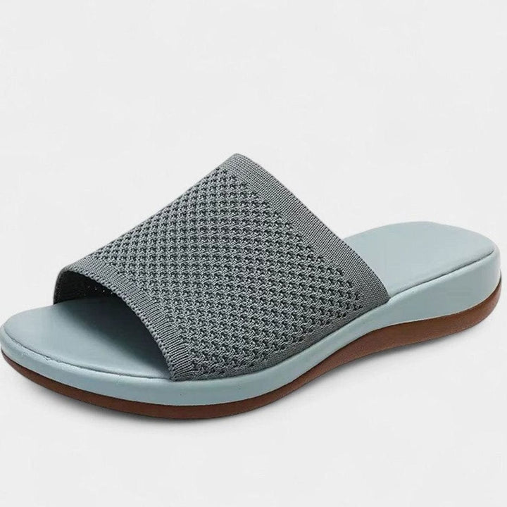 Women's Breathable Knit Open-Toe Slip-On Backless Flat Mules