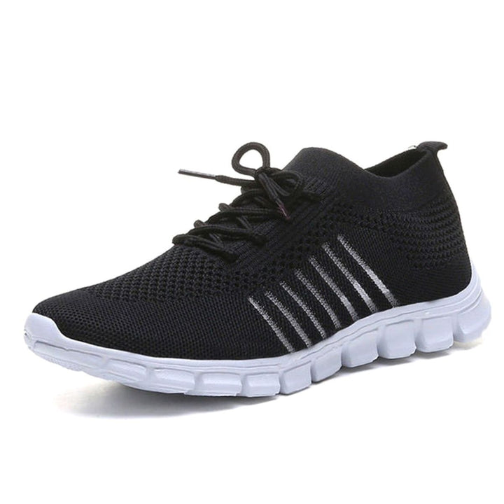 Women's Breathable Mesh Lace-Up Lightweight Trainers - Black