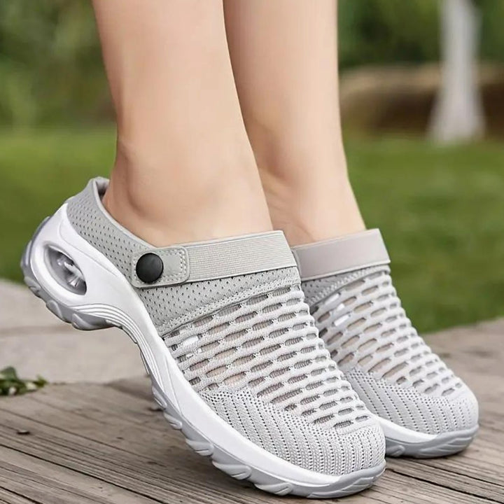 Women's Breathable Mesh Slip-On Air-Cushion Mule Trainers
