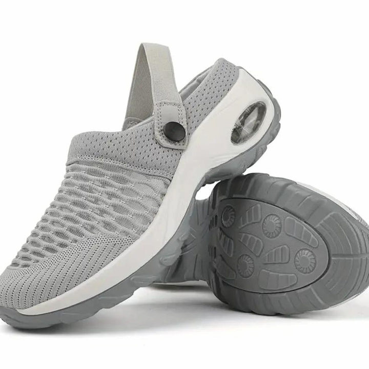 Women's Breathable Mesh Slip-On Air-Cushion Mule Trainers - Grey