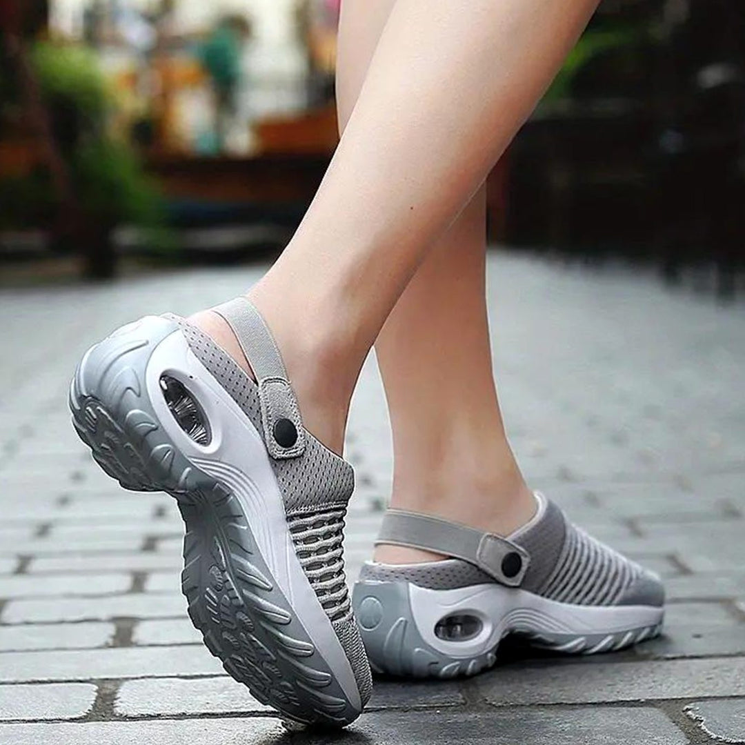Women's Breathable Mesh Slip-On Air-Cushion Mule Trainers