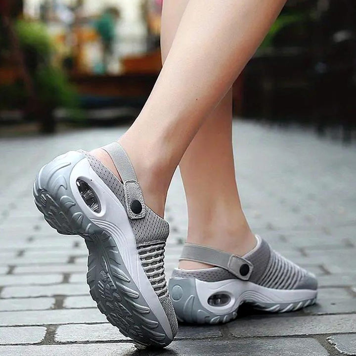 Women's Breathable Mesh Slip-On Air-Cushion Mule Trainers