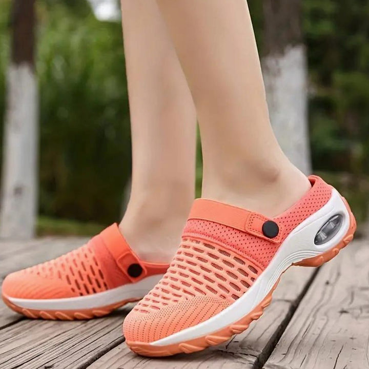 Women's Breathable Mesh Slip-On Air-Cushion Mule Trainers
