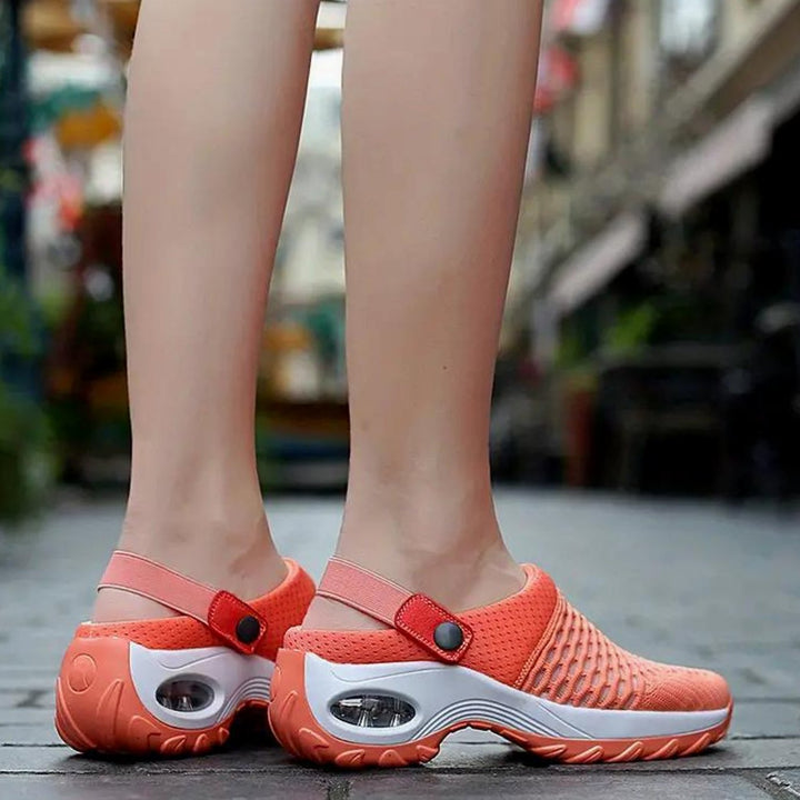 Women's Breathable Mesh Slip-On Air-Cushion Mule Trainers