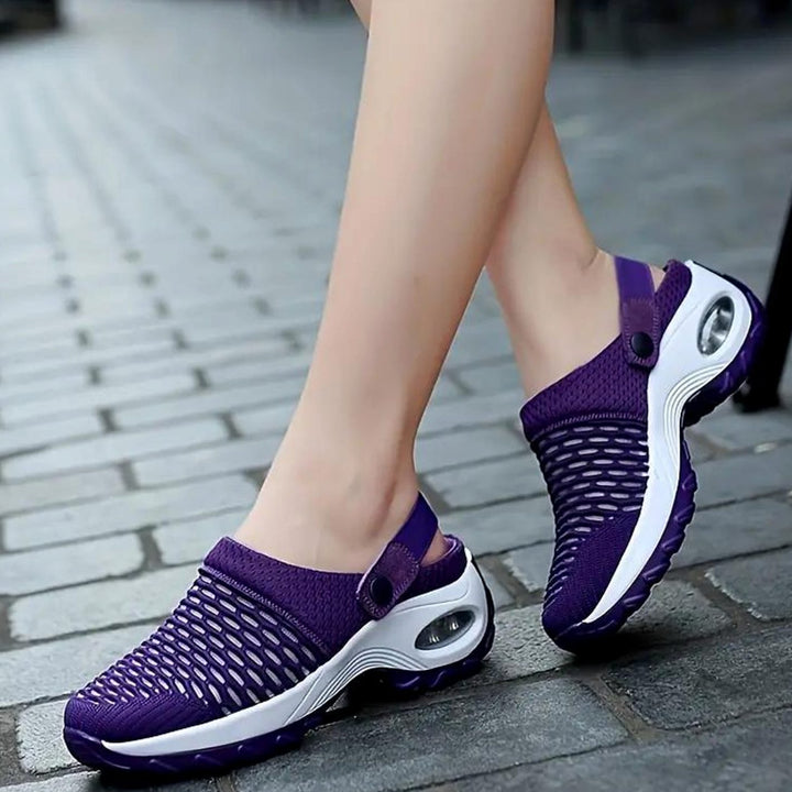 Women's Breathable Mesh Slip-On Air-Cushion Mule Trainers