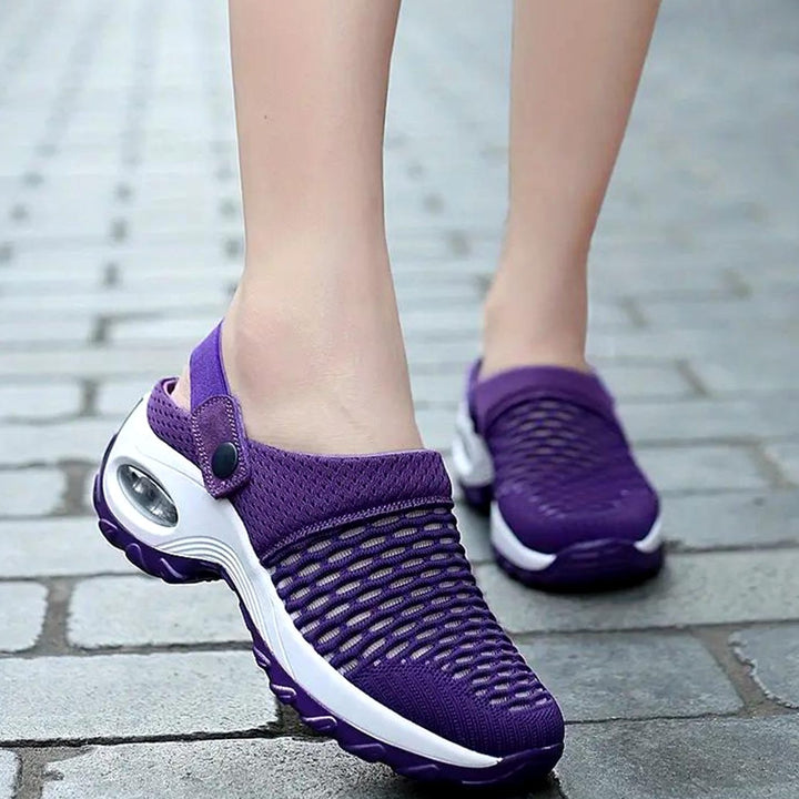 Women's Breathable Mesh Slip-On Air-Cushion Mule Trainers