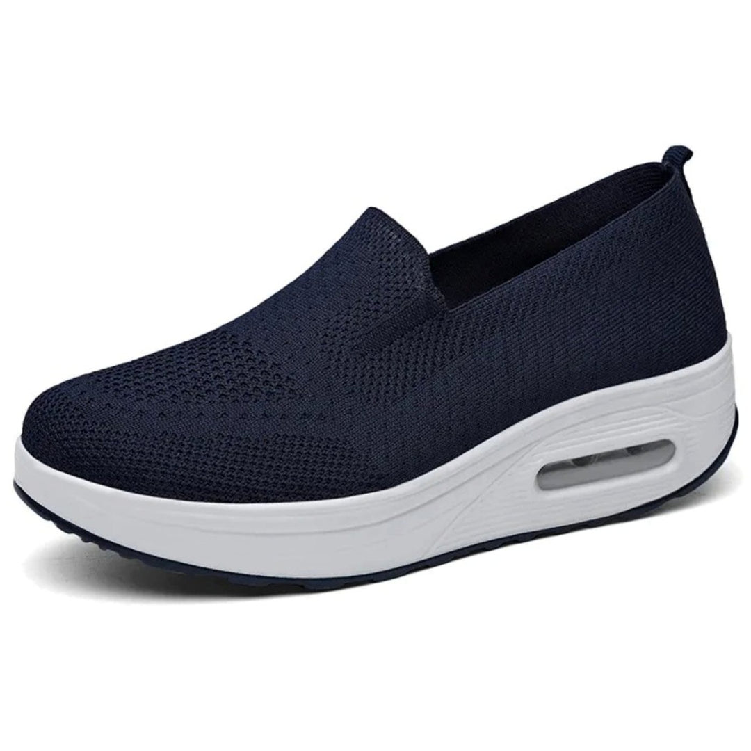 Women's Breathable Mesh Slip-On Platform Trainers - Blue