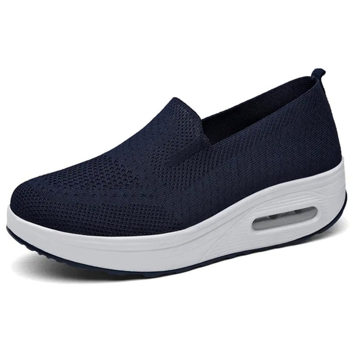 Women's Breathable Mesh Slip-On Platform Trainers - Blue