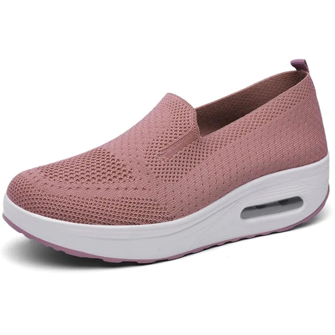 Women's Breathable Mesh Slip-On Platform Trainers - Pink