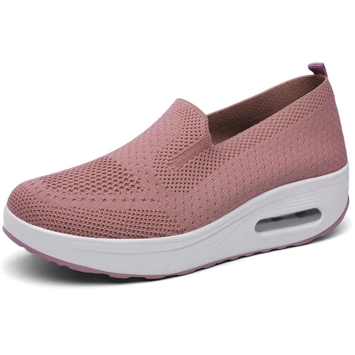 Women's Breathable Mesh Slip-On Platform Trainers - Pink