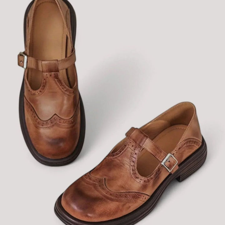 Women's Brogue T-Bar Mary Jane Orthopedic Flat Shoes