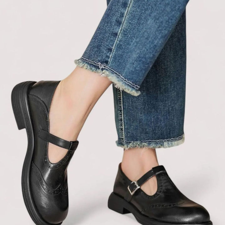 Women's Brogue T-Bar Mary Jane Orthopedic Flat Shoes