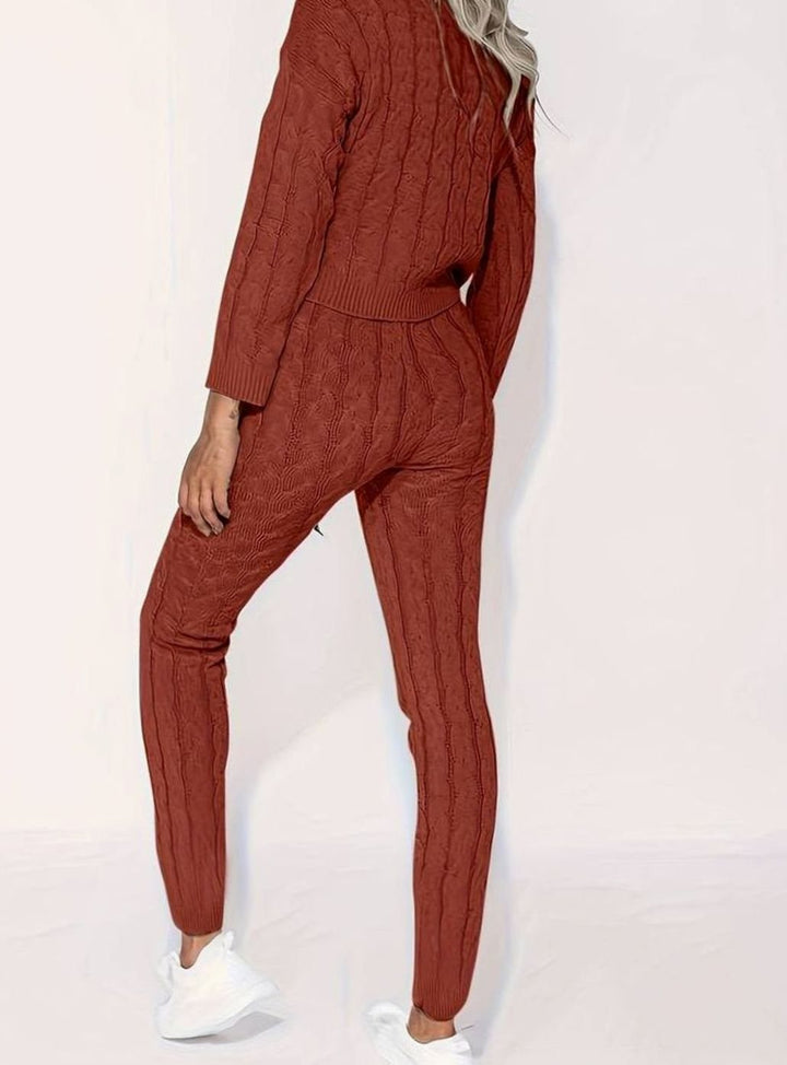 Women's Cable-Knit Loungewear Jumper Trouser Co-ord Set